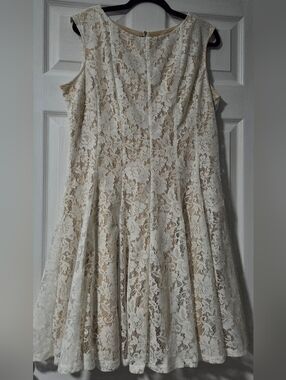 Women's Ivory Lace Fit-and-Flare Dress